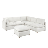 Annex Beige 6-Piece Chenille Modular Sectional with Reversible-Cushion Ottoman from Homelegance - Luna Furniture