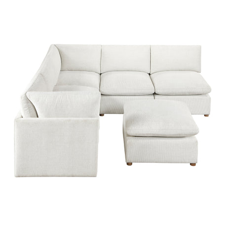Annex Beige 6-Piece Chenille Modular Sectional with Reversible-Cushion Ottoman from Homelegance - Luna Furniture