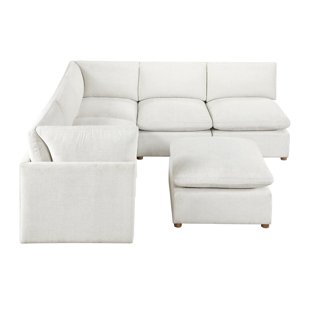 Annex Beige 5-Piece Chenille Modular Sectional with Ottoman from Homelegance - Luna Furniture