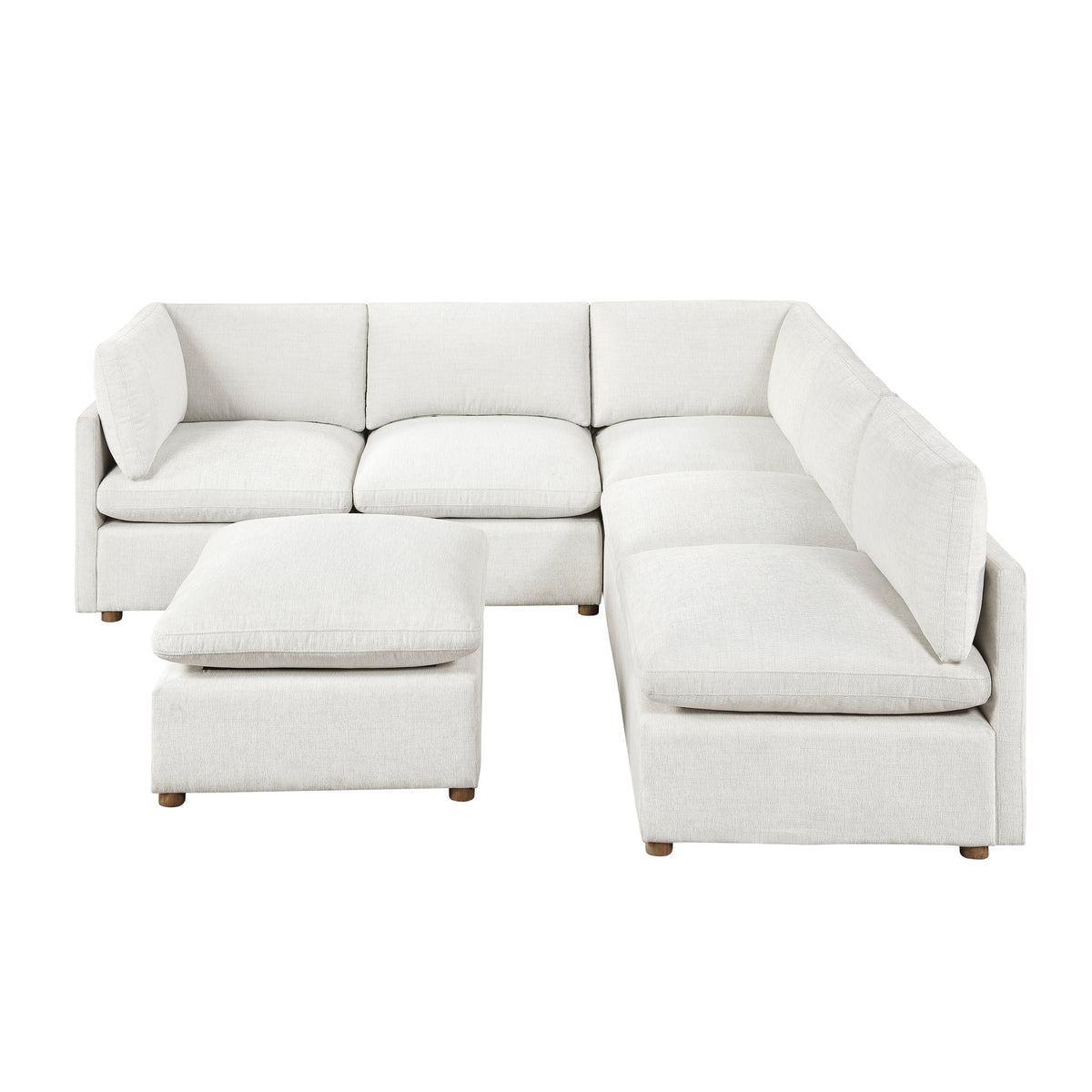Annex Beige 5-Piece Chenille Modular Sectional with Ottoman from Homelegance - Luna Furniture