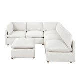 Annex Beige 5-Piece Chenille Modular Sectional with Ottoman from Homelegance - Luna Furniture