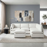 Annex Beige 6-Piece Chenille Modular Sectional with Reversible-Cushion Ottoman from Homelegance - Luna Furniture