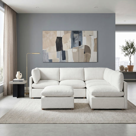 Annex Beige 6-Piece Chenille Modular Sectional with Reversible-Cushion Ottoman from Homelegance - Luna Furniture