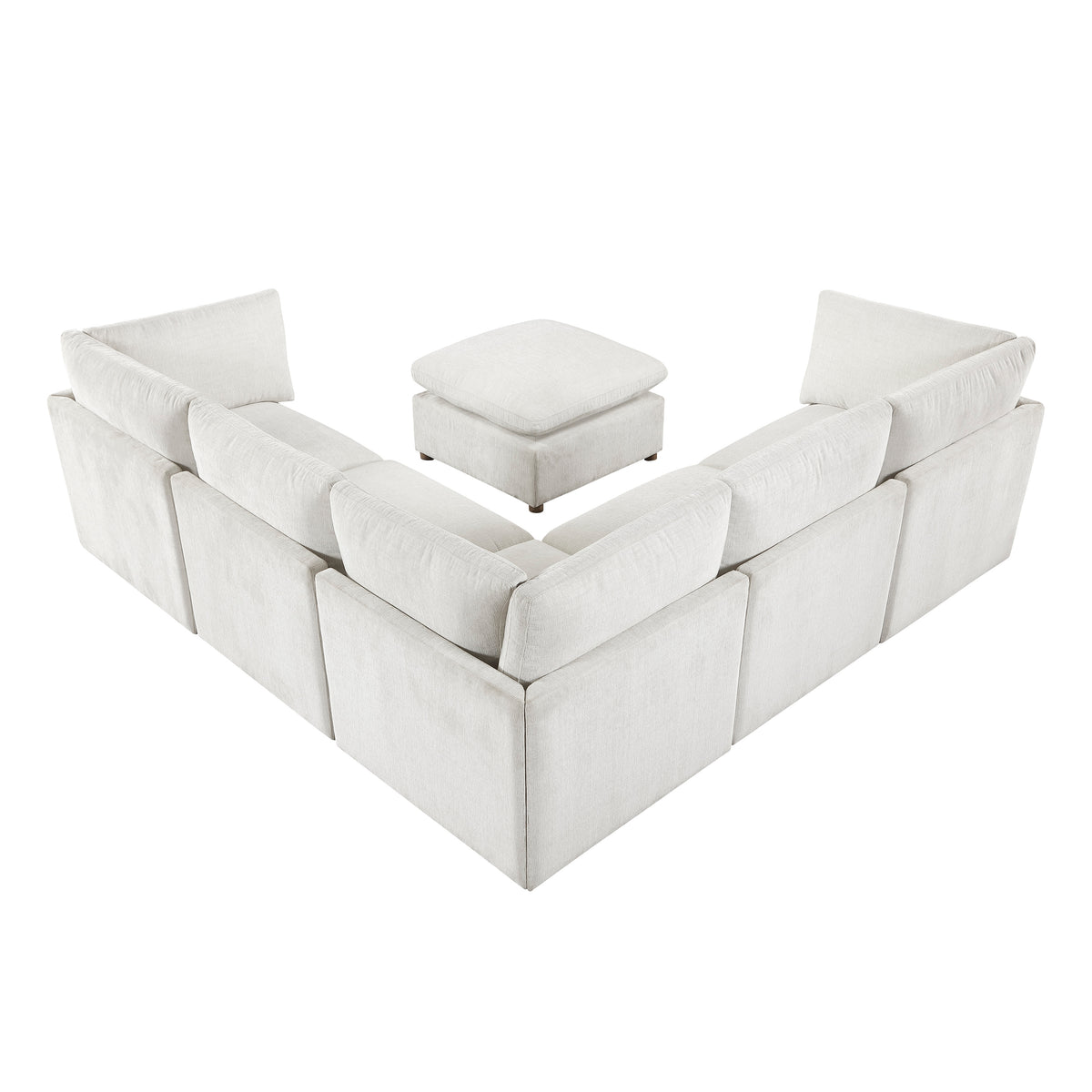 Annex Beige 6-PieceChenille Modular Sectional with Ottoman from Homelegance - Luna Furniture