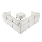 Annex Beige 6-Piece Chenille Modular Sectional with Reversible-Cushion Ottoman from Homelegance - Luna Furniture