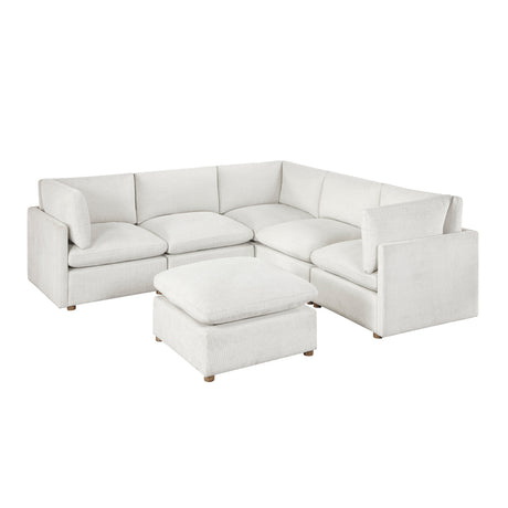 Annex Beige 6-Piece Chenille Modular Sectional with Reversible-Cushion Ottoman from Homelegance - Luna Furniture
