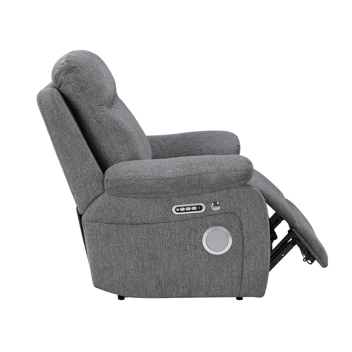 8340GRY-2PWHB Power Double Reclining Love Seat with Center Console, Power Headrests, Power Lumbar Support, Wireless Charger, Hidden Cup Holders, Bluetooth Speakers and Charging Ports from Homelegance - Luna Furniture