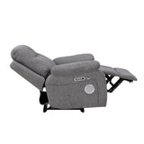 8340GRY-1PWHB Power Reclining Chair with Power Headrest, Power Lumbar Support, Bluetooth Speakers and Charging Ports from Homelegance - Luna Furniture