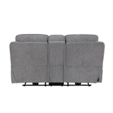 8340GRY-2PWHB Power Double Reclining Love Seat with Center Console, Power Headrests, Power Lumbar Support, Wireless Charger, Hidden Cup Holders, Bluetooth Speakers and Charging Ports from Homelegance - Luna Furniture