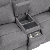 8340GRY-2PWHB Power Double Reclining Love Seat with Center Console, Power Headrests, Power Lumbar Support, Wireless Charger, Hidden Cup Holders, Bluetooth Speakers and Charging Ports from Homelegance - Luna Furniture
