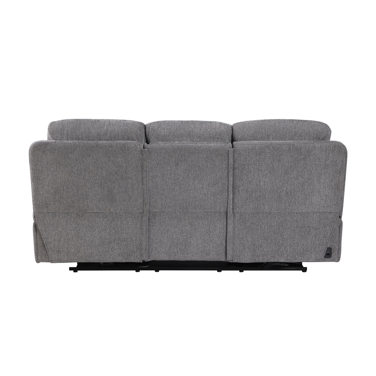 8340GRY-3PWHB Power Double Reclining Sofa with Center Drop-down Cup Holders, Power Headrests, Power Lumbar Support, Wireless Charger, Bluetooth Speakers, Hidden Drawer and Charging Ports from Homelegance - Luna Furniture