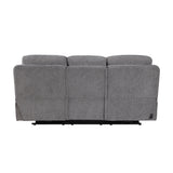 8340GRY-3PWHB Power Double Reclining Sofa with Center Drop-down Cup Holders, Power Headrests, Power Lumbar Support, Wireless Charger, Bluetooth Speakers, Hidden Drawer and Charging Ports from Homelegance - Luna Furniture