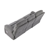 8340GRY-3PWHB Power Double Reclining Sofa with Center Drop-down Cup Holders, Power Headrests, Power Lumbar Support, Wireless Charger, Bluetooth Speakers, Hidden Drawer and Charging Ports from Homelegance - Luna Furniture