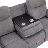 8340GRY-3PWHB Power Double Reclining Sofa with Center Drop-down Cup Holders, Power Headrests, Power Lumbar Support, Wireless Charger, Bluetooth Speakers, Hidden Drawer and Charging Ports from Homelegance - Luna Furniture