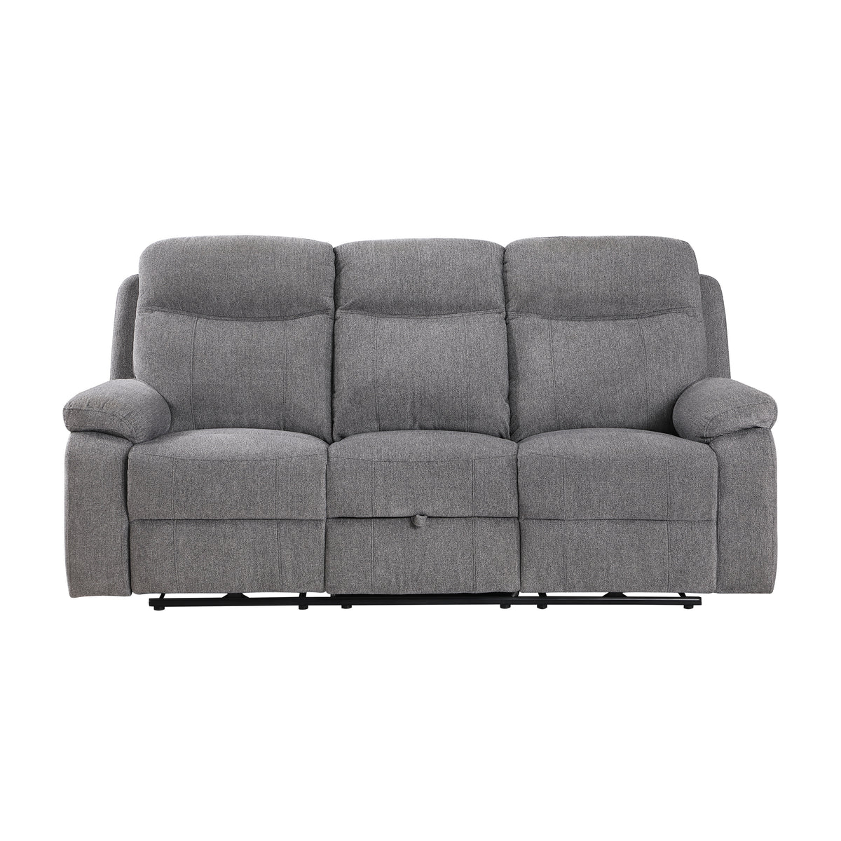8340GRY-3PWHB Power Double Reclining Sofa with Center Drop-down Cup Holders, Power Headrests, Power Lumbar Support, Wireless Charger, Bluetooth Speakers, Hidden Drawer and Charging Ports from Homelegance - Luna Furniture