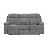 8340GRY-3PWHB Power Double Reclining Sofa with Center Drop-down Cup Holders, Power Headrests, Power Lumbar Support, Wireless Charger, Bluetooth Speakers, Hidden Drawer and Charging Ports from Homelegance - Luna Furniture