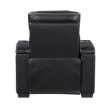 Cyber Black Power Reclining Chair with Power Headrest, Cup holder, Charging Ports and LED Lighting from Homelegance - Luna Furniture