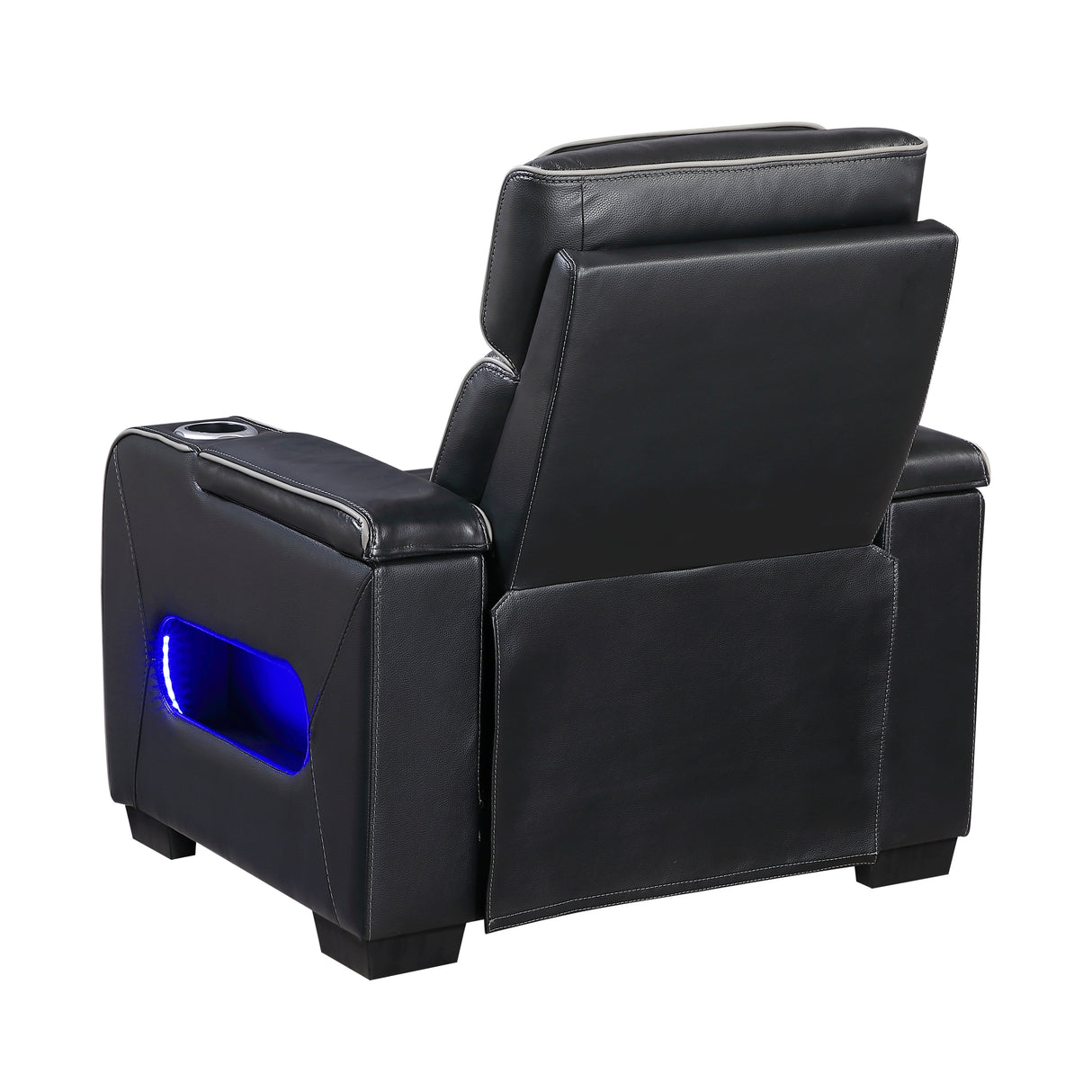 Cyber Black Power Reclining Chair with Power Headrest, Cup holder, Charging Ports and LED Lighting from Homelegance - Luna Furniture