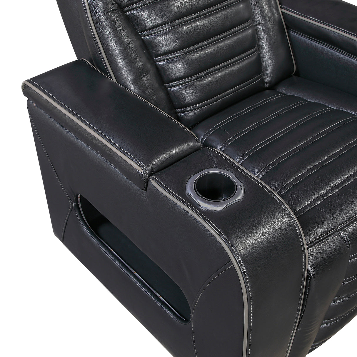 Cyber Black Power Reclining Chair with Power Headrest, Cup holder, Charging Ports and LED Lighting from Homelegance - Luna Furniture