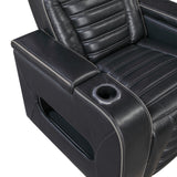 Cyber Black Power Reclining Chair with Power Headrest, Cup holder, Charging Ports and LED Lighting from Homelegance - Luna Furniture