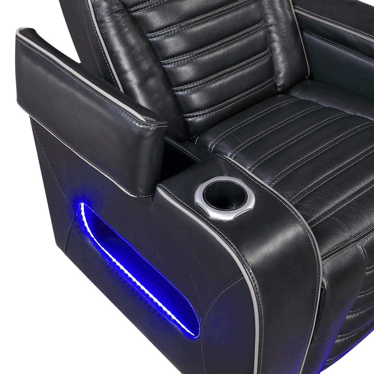 Cyber Black Power Reclining Chair with Power Headrest, Cup holder, Charging Ports and LED Lighting from Homelegance - Luna Furniture
