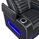 Cyber Black Power Reclining Chair with Power Headrest, Cup holder, Charging Ports and LED Lighting from Homelegance - Luna Furniture
