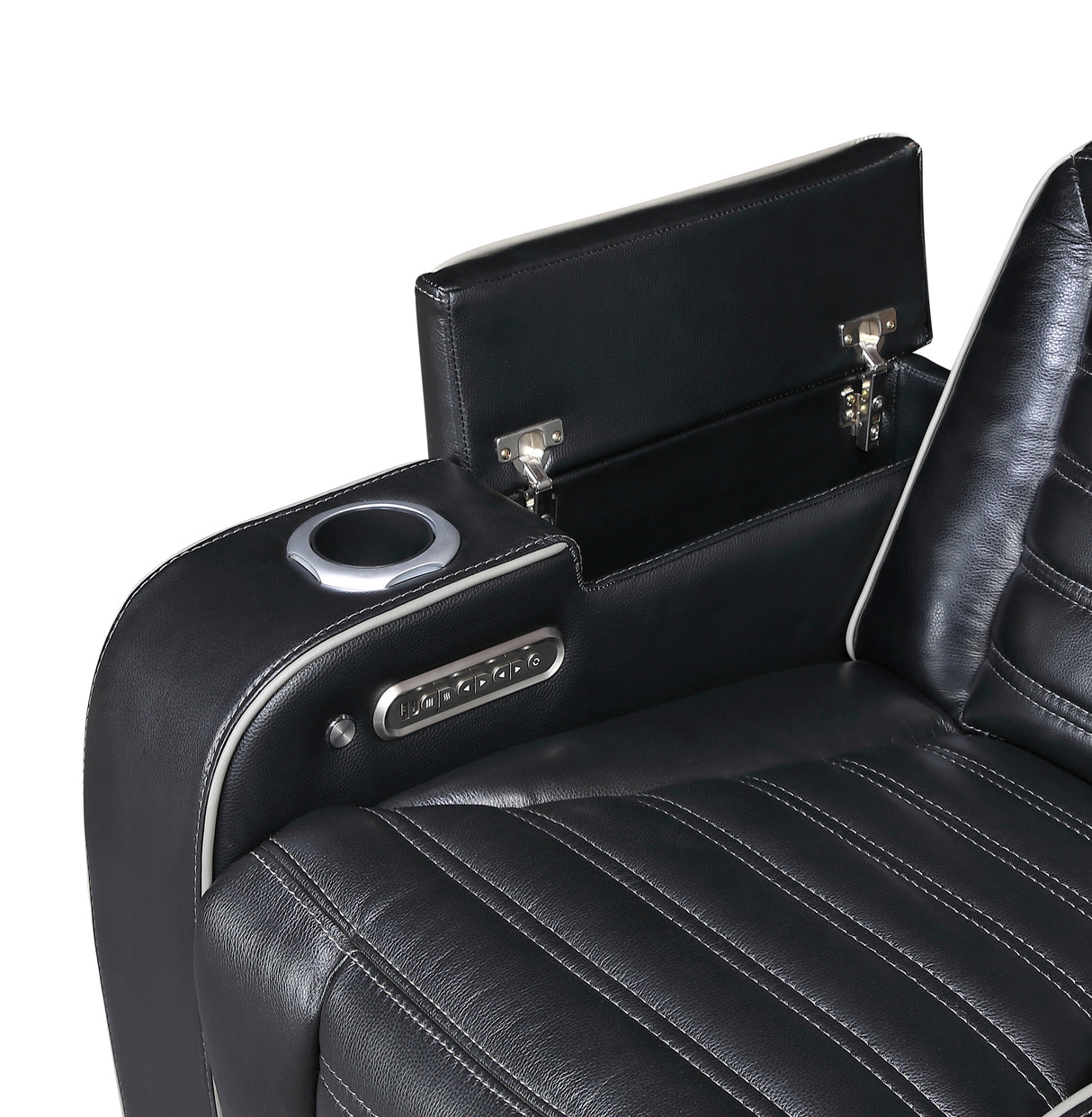 Cyber Black Power Reclining Chair with Power Headrest, Cup holder, Charging Ports and LED Lighting from Homelegance - Luna Furniture