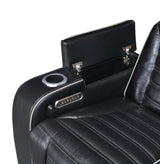 Cyber Black Power Reclining Chair with Power Headrest, Cup holder, Charging Ports and LED Lighting from Homelegance - Luna Furniture