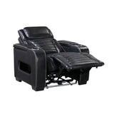 Cyber Black Power Reclining Chair with Power Headrest, Cup holder, Charging Ports and LED Lighting from Homelegance - Luna Furniture