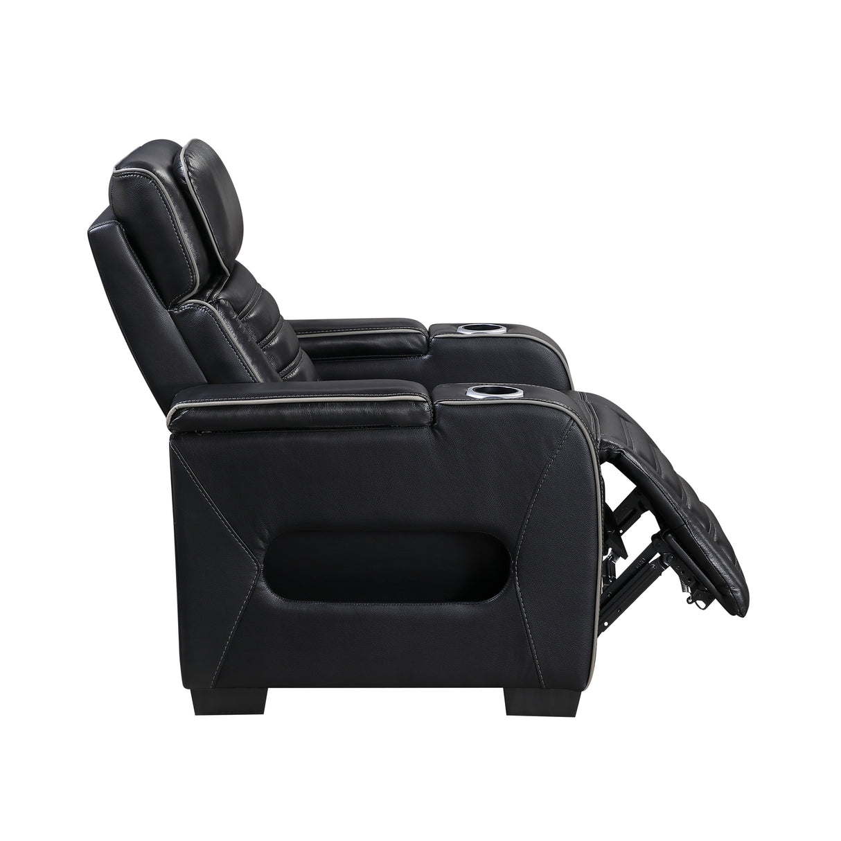 Cyber Black Power Reclining Chair with Power Headrest, Cup holder, Charging Ports and LED Lighting from Homelegance - Luna Furniture