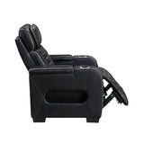 Cyber Black Power Reclining Chair with Power Headrest, Cup holder, Charging Ports and LED Lighting from Homelegance - Luna Furniture