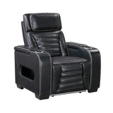 Cyber Black Power Reclining Chair with Power Headrest, Cup holder, Charging Ports and LED Lighting from Homelegance - Luna Furniture