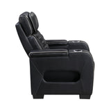 Cyber Black Power Reclining Chair with Power Headrest, Cup holder, Charging Ports and LED Lighting from Homelegance - Luna Furniture