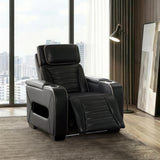 Cyber Black Power Reclining Chair with Power Headrest, Cup holder, Charging Ports and LED Lighting from Homelegance - Luna Furniture