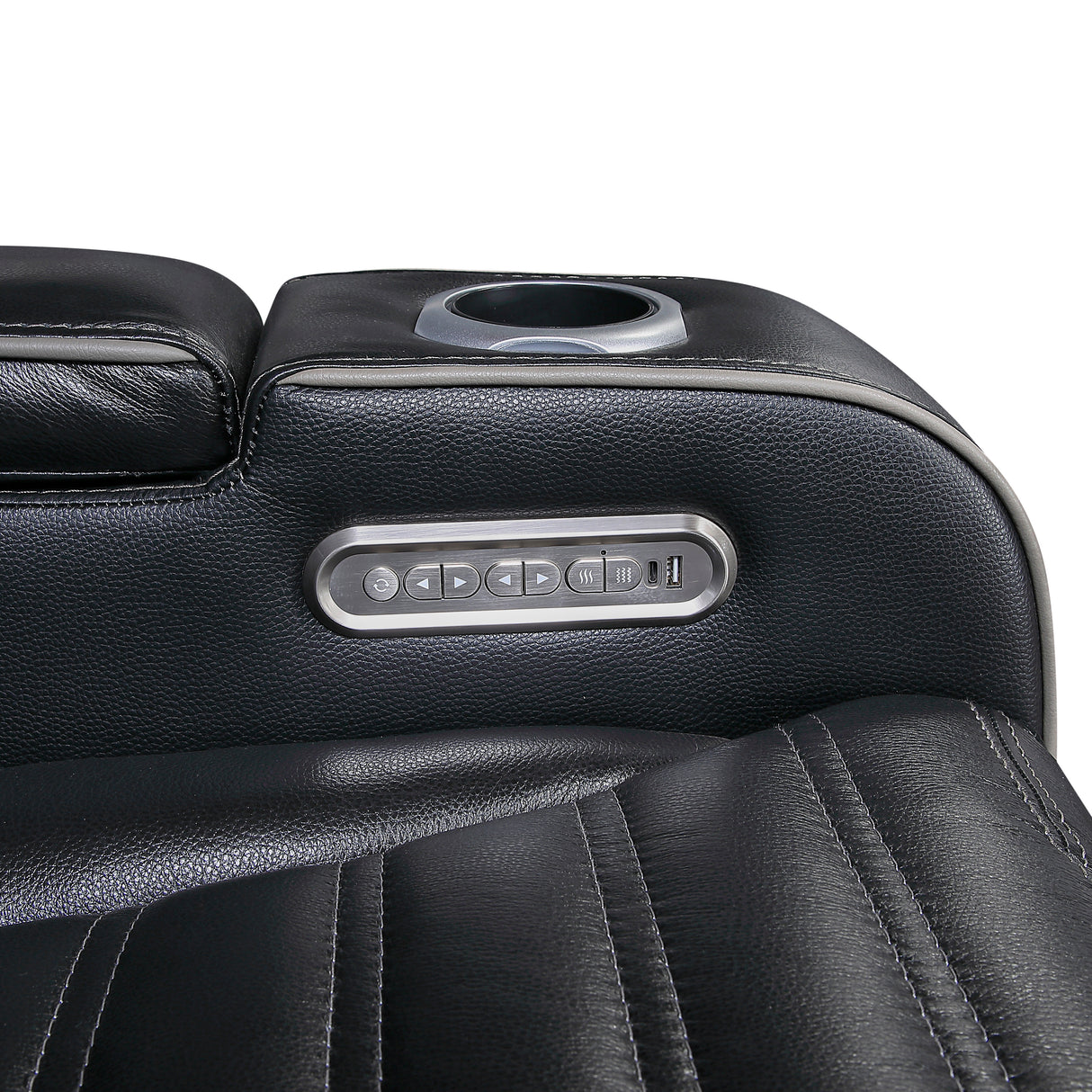 Cyber Black Power Double Reclining Loveseat with Center Console ,Cup Holders, Wireless Speakers with Sub-Woofer and LED Lighting from Homelegance - Luna Furniture