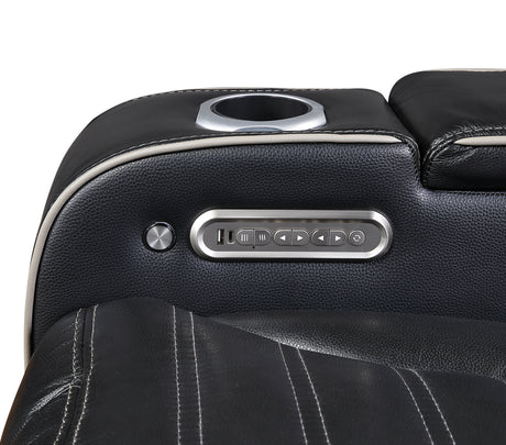 Cyber Black Power Double Reclining Loveseat with Center Console ,Cup Holders, Wireless Speakers with Sub-Woofer and LED Lighting from Homelegance - Luna Furniture
