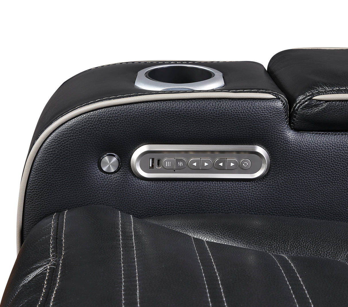 Cyber Black Power Reclining Chair with Power Headrest, Cup holder, Charging Ports and LED Lighting from Homelegance - Luna Furniture