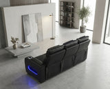 Cyber Black Power Double Reclining Sofa with Center Drop-Down, Cup Holders, Wireless Charger and LED Lighting from Homelegance - Luna Furniture