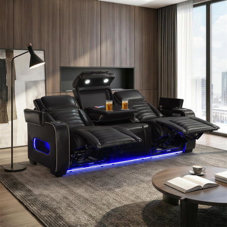 Cyber Black 3-Piece Power Reclining Living Room Set from Homelegance - Luna Furniture