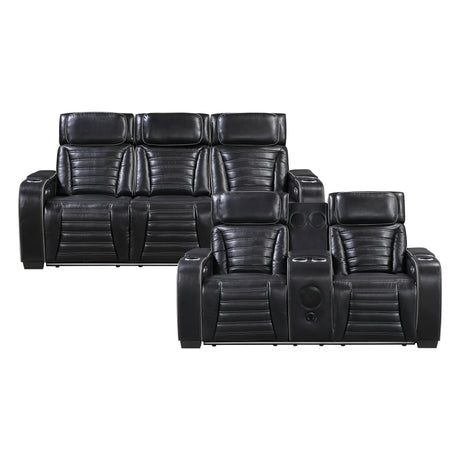 Cyber Black 2-Piece Power Reclining Living Room Set from Homelegance - Luna Furniture