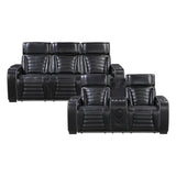 Cyber Black Power Double Reclining Loveseat with Center Console ,Cup Holders, Wireless Speakers with Sub-Woofer and LED Lighting from Homelegance - Luna Furniture