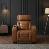 Cyber Brown Power Reclining Chair with Power Headrest, Cup holder, Charging Ports and LED Lighting from Homelegance - Luna Furniture