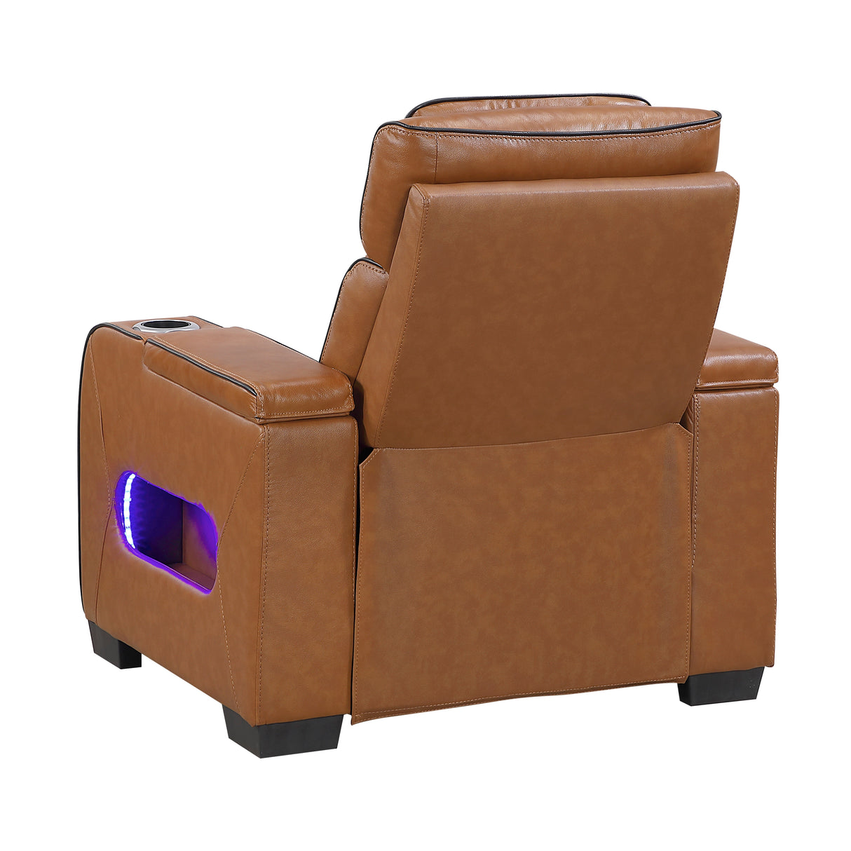Cyber Brown Power Reclining Chair with Power Headrest, Cup holder, Charging Ports and LED Lighting from Homelegance - Luna Furniture