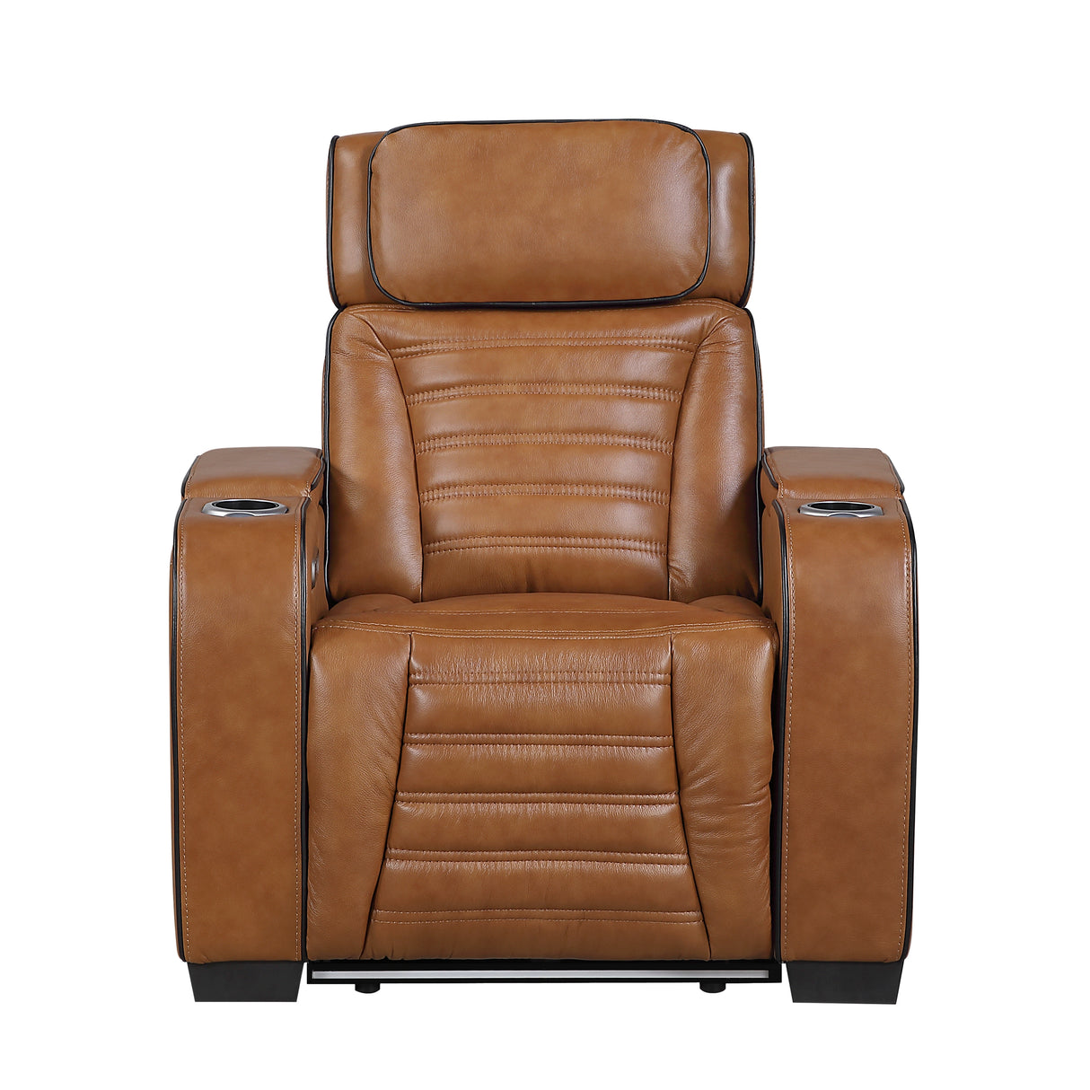 Cyber Brown Power Reclining Chair with Power Headrest, Cup holder, Charging Ports and LED Lighting from Homelegance - Luna Furniture