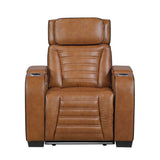 Cyber Brown Power Reclining Chair with Power Headrest, Cup holder, Charging Ports and LED Lighting from Homelegance - Luna Furniture
