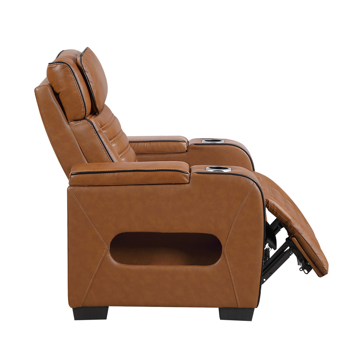 Cyber Brown Power Reclining Chair with Power Headrest, Cup holder, Charging Ports and LED Lighting from Homelegance - Luna Furniture