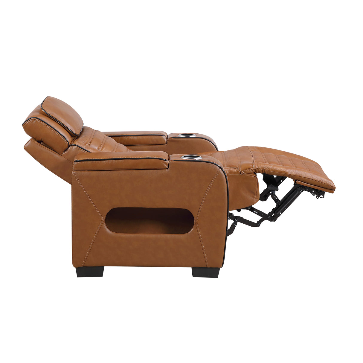 Cyber Brown Power Reclining Chair with Power Headrest, Cup holder, Charging Ports and LED Lighting from Homelegance - Luna Furniture