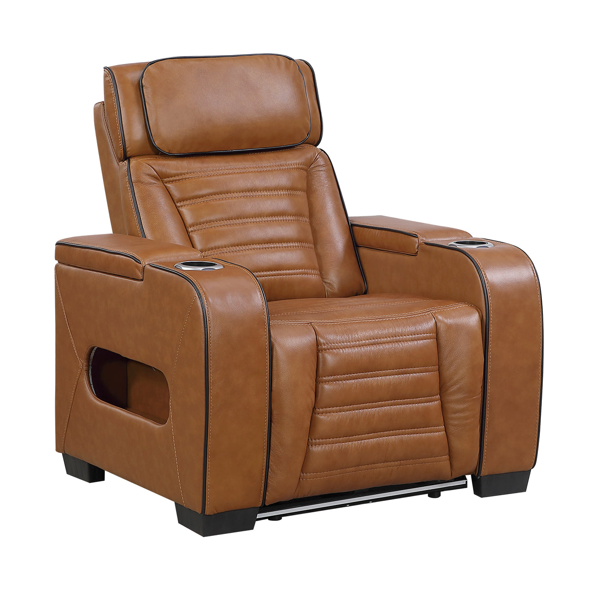 Cyber Brown Power Reclining Chair with Power Headrest, Cup holder, Charging Ports and LED Lighting from Homelegance - Luna Furniture