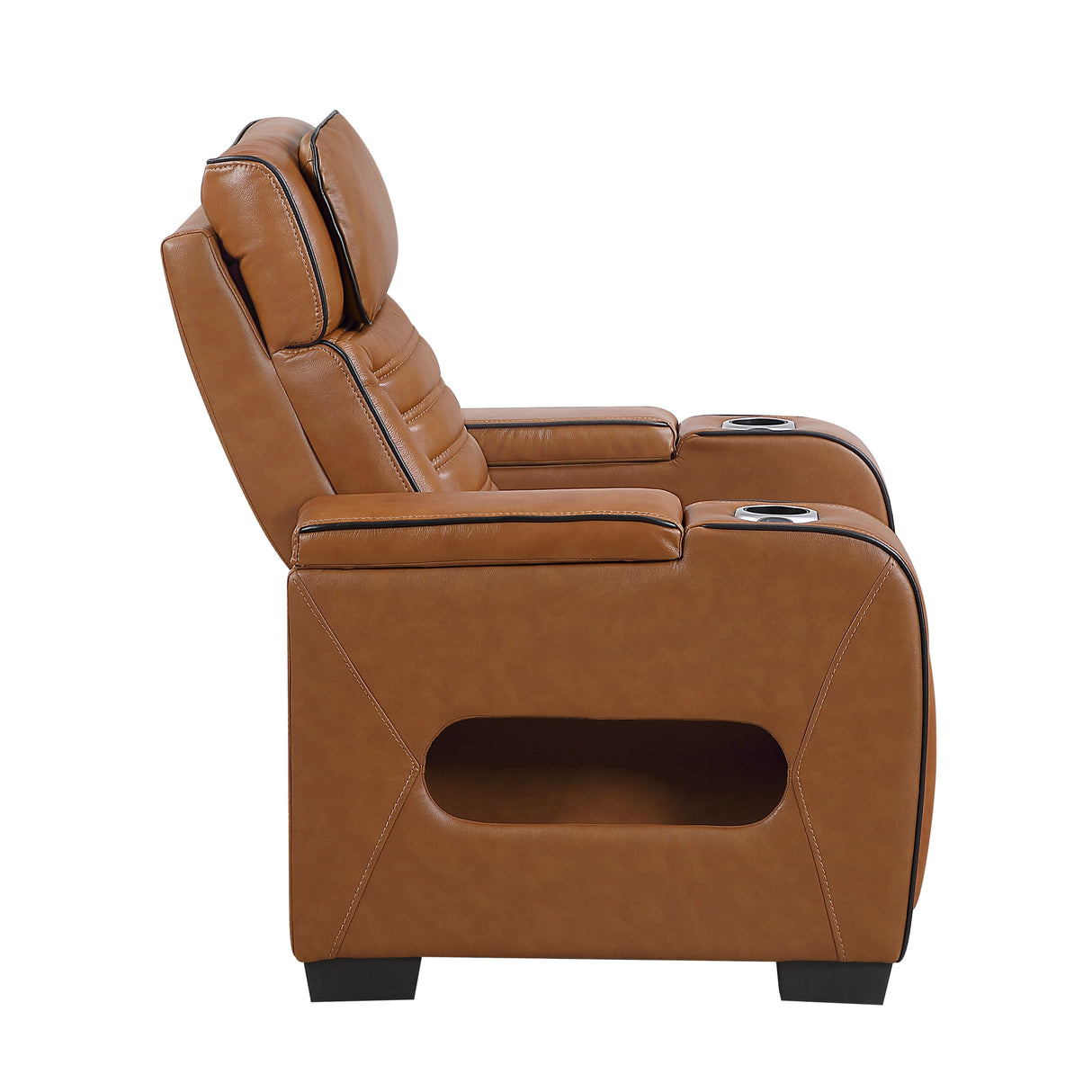 Cyber Brown Power Reclining Chair with Power Headrest, Cup holder, Charging Ports and LED Lighting from Homelegance - Luna Furniture
