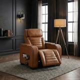 Cyber Brown Power Reclining Chair with Power Headrest, Cup holder, Charging Ports and LED Lighting from Homelegance - Luna Furniture